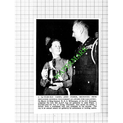 John Fisher Oving Chichester Gallantry Award Gen RES Williamson - 1953 Cutting