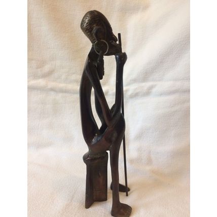 Nude African Male Statue Bronze / Brass Metal