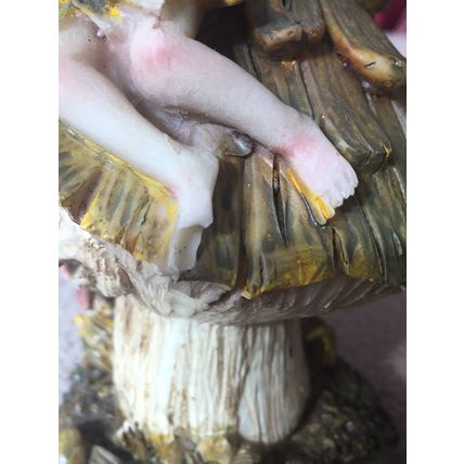 Mythical and Magical Fairy on a Witch Face Toadstool Indoor or Outdoor Figurine