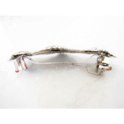 Copper plated brass or silver metal flower filigree hair clip barrette