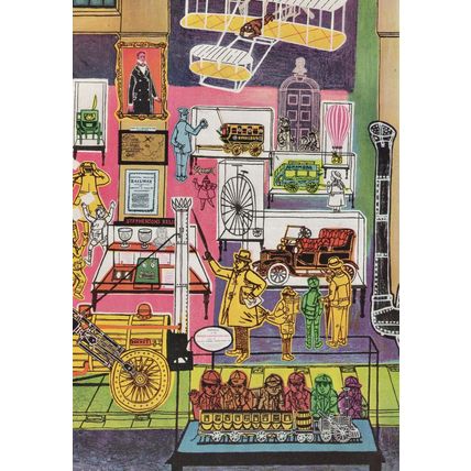 London Museums 1950s Exhibit Pop Art Glider Transport Painting Postcard