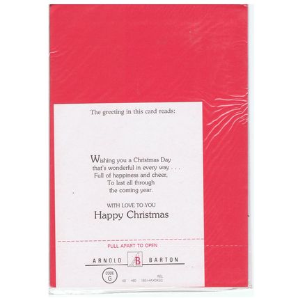 Xmas Card - "Son and Family" 8 x 5.5" in Cellophane Inc. Red Envelope #1