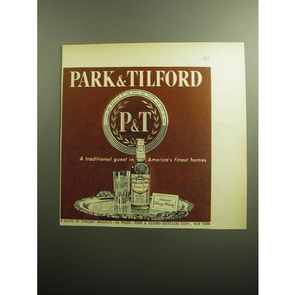 1958 Park & Tilford Private Stock Whiskey Ad - A traditional guest