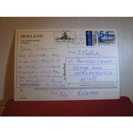 KAASMARKT, ALKMAAR, HOLLAND used postcard cheese Market 2002 stamp =