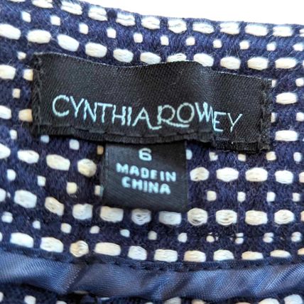 Cynthia Rowley Navy Blue White Cropped Trousers Size 6
