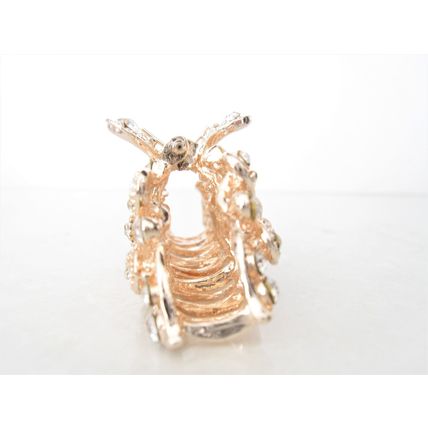 Silver rose gold metal two flower crystal hair claw bridal clip