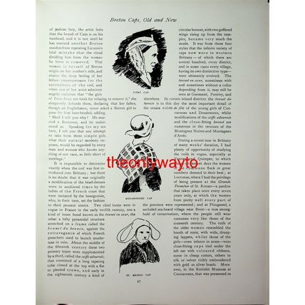 Breton Caps, 2 Pages, French Fashion, Book Illustration (Print), 1909