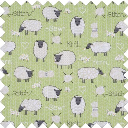 HobbyGift Large Twin Lid Sewing Basket Box - Square - Green Sheep Design