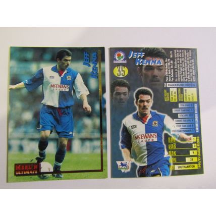 35. Jeff Kenna - Blackburn - Merlin Ultimate P. L 1995/96 Football Card (ef1)