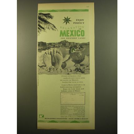 1961 Mexican Government Tourism Department Ad - Enjoy perfect relaxation