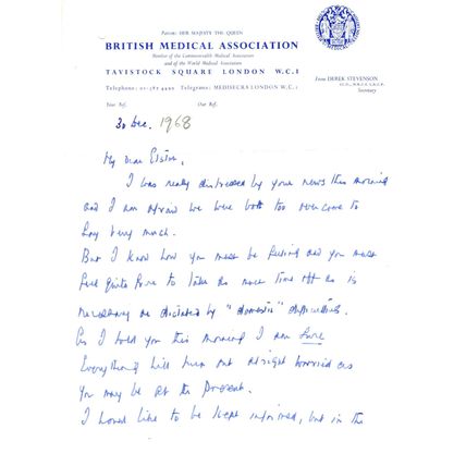 Derek Stevenson British Medical Association WW2 Far East Doctor Signed Letter