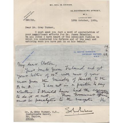 1948 Medical Hand Written 2x Signed Letters to WW2 Doctor