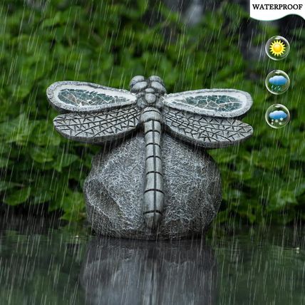 Garden Statue Dragonfly,Solar Dragonfly Decor for Outdoor,Resin Dragonflies Figu