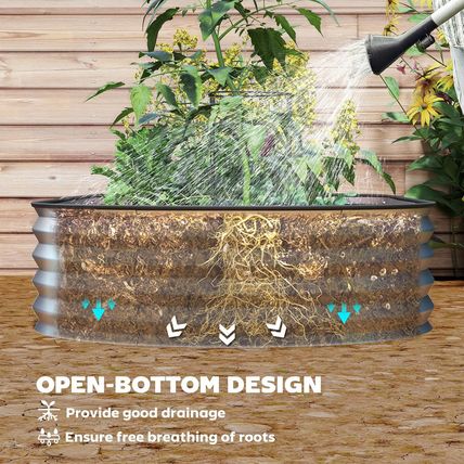Outsunny 2PCS Galvanized Raised Garden Bed, 7' X 3' X 1' Raised Beds for Gardeni