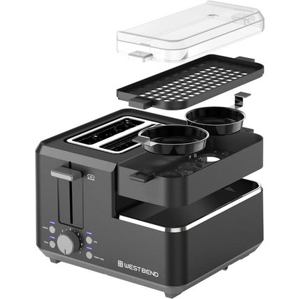 West Bend 78500 Breakfast Station, 2-Slice Toaster with Removable Meat and Veget