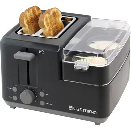 West Bend 78500 Breakfast Station, 2-Slice Toaster with Removable Meat and Veget