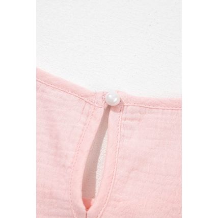 Light Pink Plus Size Crinkle Textured Ruffle Sleeve Top