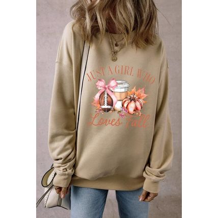 Parchment Just a Girl Who Loves Fall Printed Sweatshirt