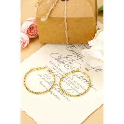 Gold Twisted Detail Plated Alloy Large Hoop Earrings