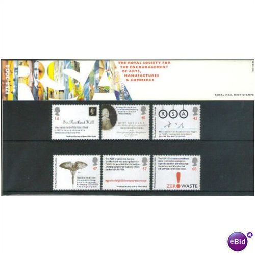 Great Britain 2004 Royal Society Arts Presentation Pack # 362 SG 2473-2478 stamp