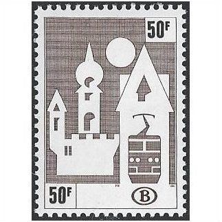 Belgium Epm Mi 387: 50 Fr. grey-brown/black Railway Parcel Stamp: Rail Tourism