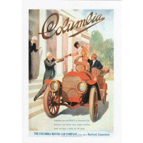Postcard Poster Art Columbia US Car Automobile Hartford Connecticut USA