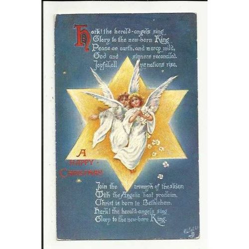 9446 HARK THE HERALD ANGELS SING Tuck Oilette Postcard