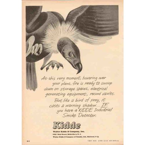 walter kidde company 1953 eagle industrial smoke detector vintage ad