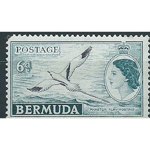 Bermuda 1953 SG143 6d Black & Deep Turquoise Mounted Mint . ..
