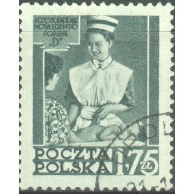 Poland 1953 - SG824 - 1z 75 green - Nurse, mother & baby - used 2