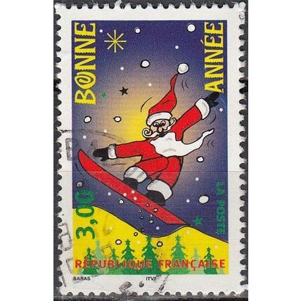 France 1998 Michel 3343 O Cote (2008) 1.50 € Bonne année Père Noël Cachet rond