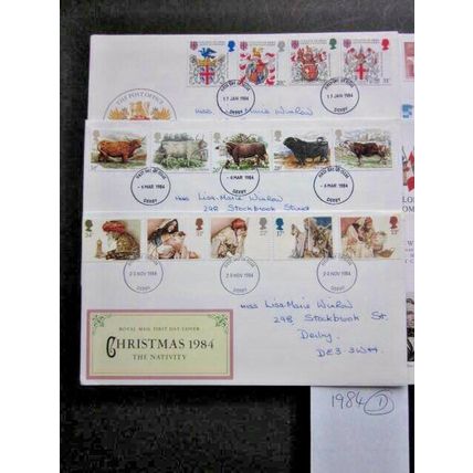 1984 A YEAR GROUP OF NINE FIRST DAY OF ISSUE POSTMARKED COVERS. (D) #01131