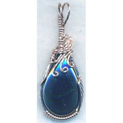 Hematite Copper Wire Wrap Gemstone Pendant 31