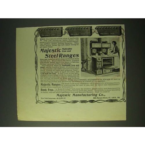 1900 Majestic Manufacturing Co. Ad - Majestic Malleable iron and steel ranges