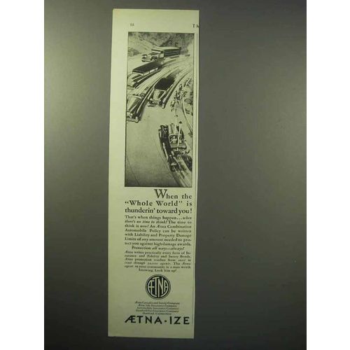 1930 Aetna Insurance Ad - Whole World Thunderin' Toward
