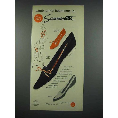 1959 Red Ball Summerettes Shoes Ad - Tobago, Classic