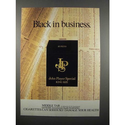 1986 John Player Special Cigarette Ad - Black Business