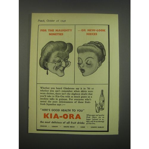 1949 Kia-Ora Drink Ad - For the naughty nineties - or new-look nieces