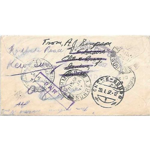 Canada Dead Letter Office from Switzerland 1936 via Champlain USA + GB RETURNED