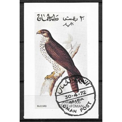 Oman bloc - Oiseau buzzard OBLITERE ( USED )