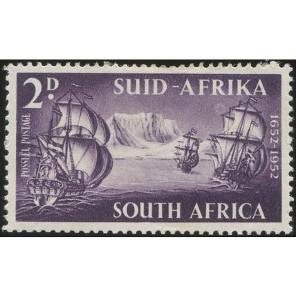 South Africa 1952 2d deep violet 'Full Moon' flaw SG 138a unused