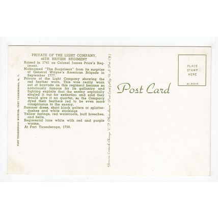 Private of the Light Company 46th Regiment Fort Ticonderoga Museum Postcard