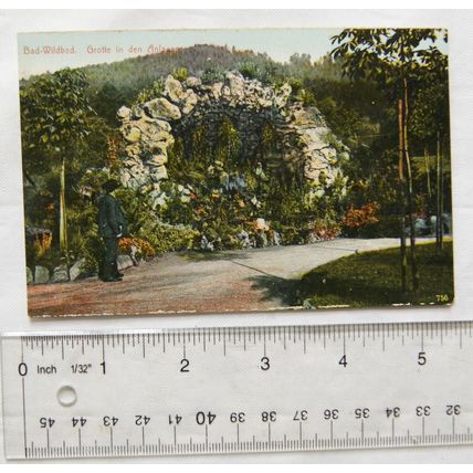vintage Postcard Bad Wildbad Grotte in den Anlagen