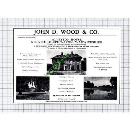 Alveston House Stratford Upon Avon Sale Advert - 1966 Cutting