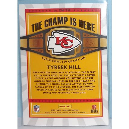 2020 Donruss TYREEK HILL (Chiefs) The Champ Is Here #CH-TH