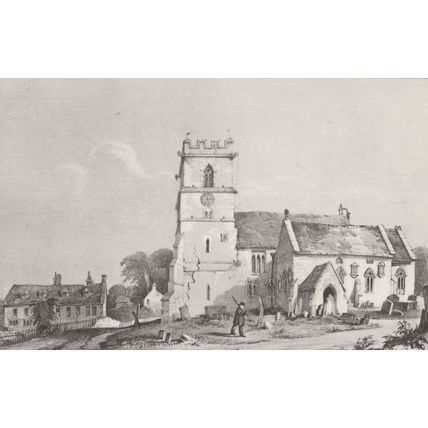 Prestbury Church Victorian Gloucester Painting Postcard