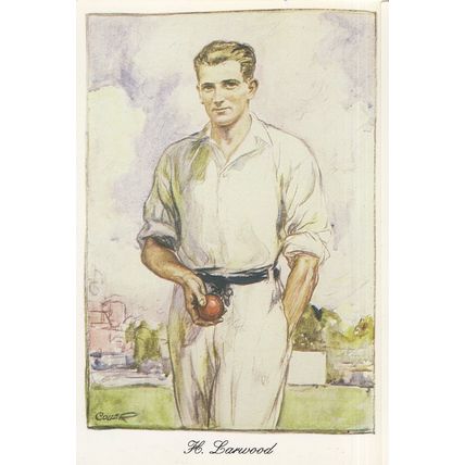 Harold Larwood Nottinghamshire England Cricket Painting Postcard