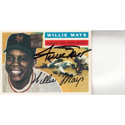 WILLIE MAYS 1996 AUTOGRAPHED NEW YORK GIANTS HALL OF FAME WQORLD CHAMPION OUTFLD