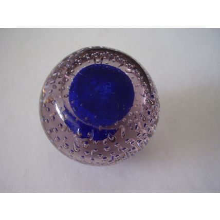 Vintage Neodymium Alexandite Controlled Bubble Paperweight Blue Lilac Glass