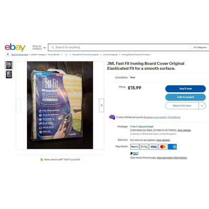 JML Fast Fit Ironing Board Cover Original Elasticated Fit for a smooth surface.